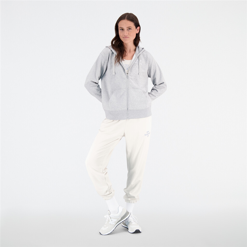 New Balance - W Essentials Stacked Logo Full Zip Hoodie - athletic grey