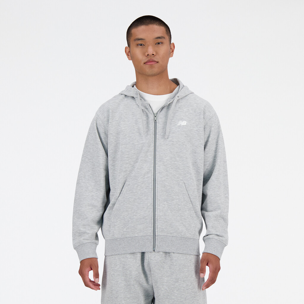 New Balance - New Balance Stacked Logo French Terry FZ Hoodie - athletic grey