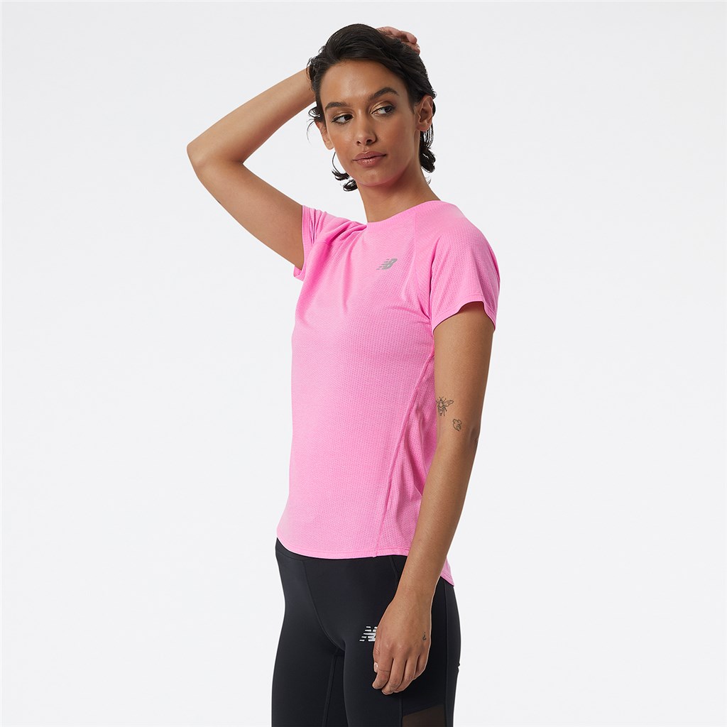New Balance - W Impact Run Short Sleeve - vibrant pink heather