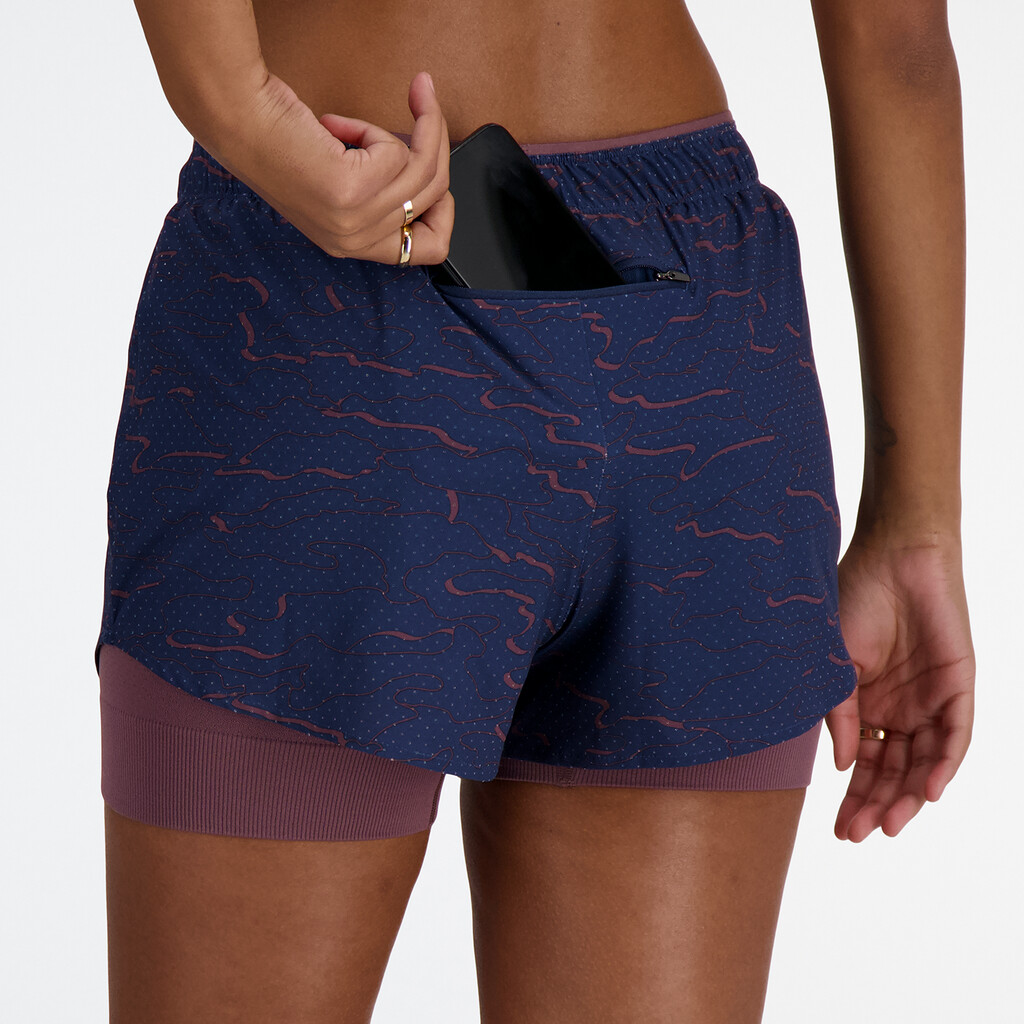 New Balance - W RC Seamless Printed 2 In 1 Short 3 Inch - navy multi