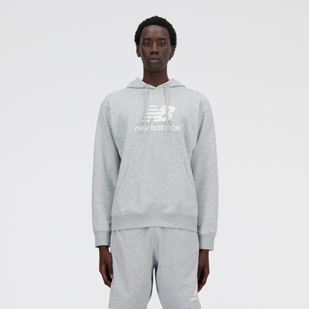 New Balance - Sport Essentials Stacked Logo French Terry Hoodie - athletic grey