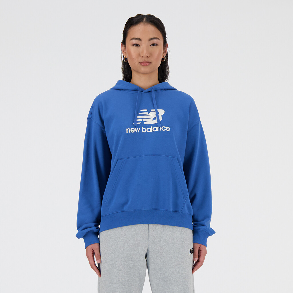 New Balance - W Sport Essentials French Terry Stacked Logo Hoodie - blue agate