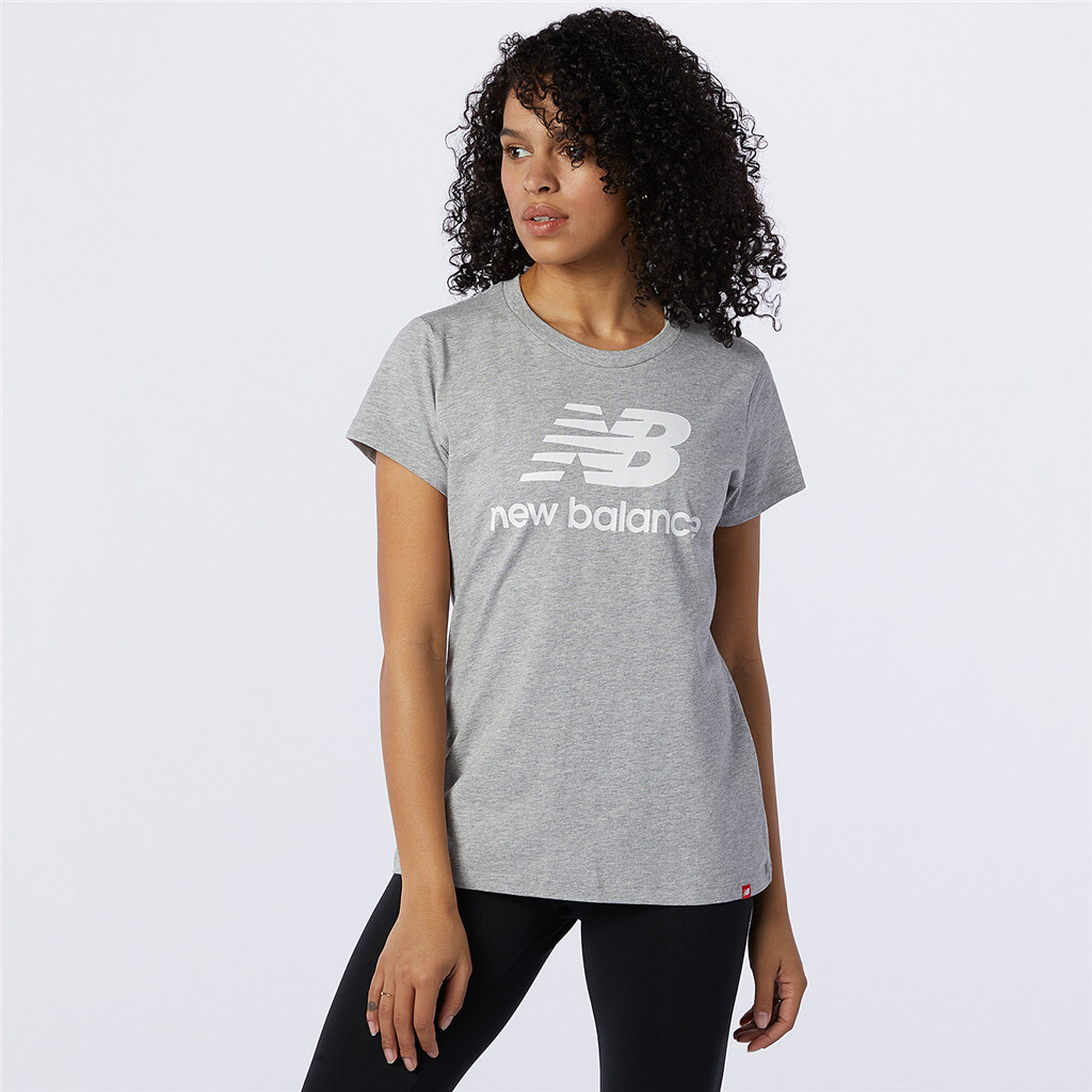 New Balance - W Essentials Stacked Logo Tee - athletic grey