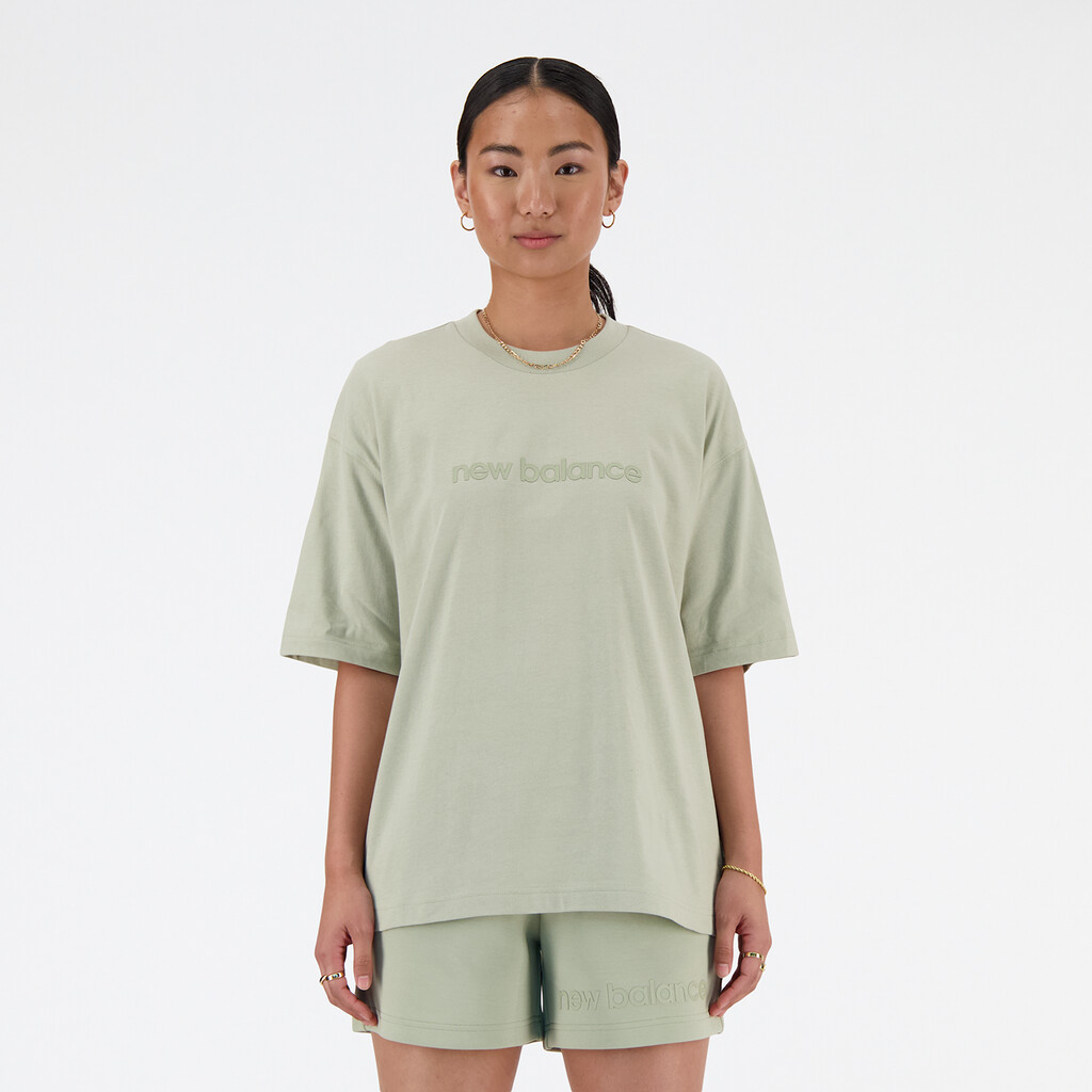 New Balance - W Hyper Density Jersey Oversized T-Shirt - olivine
