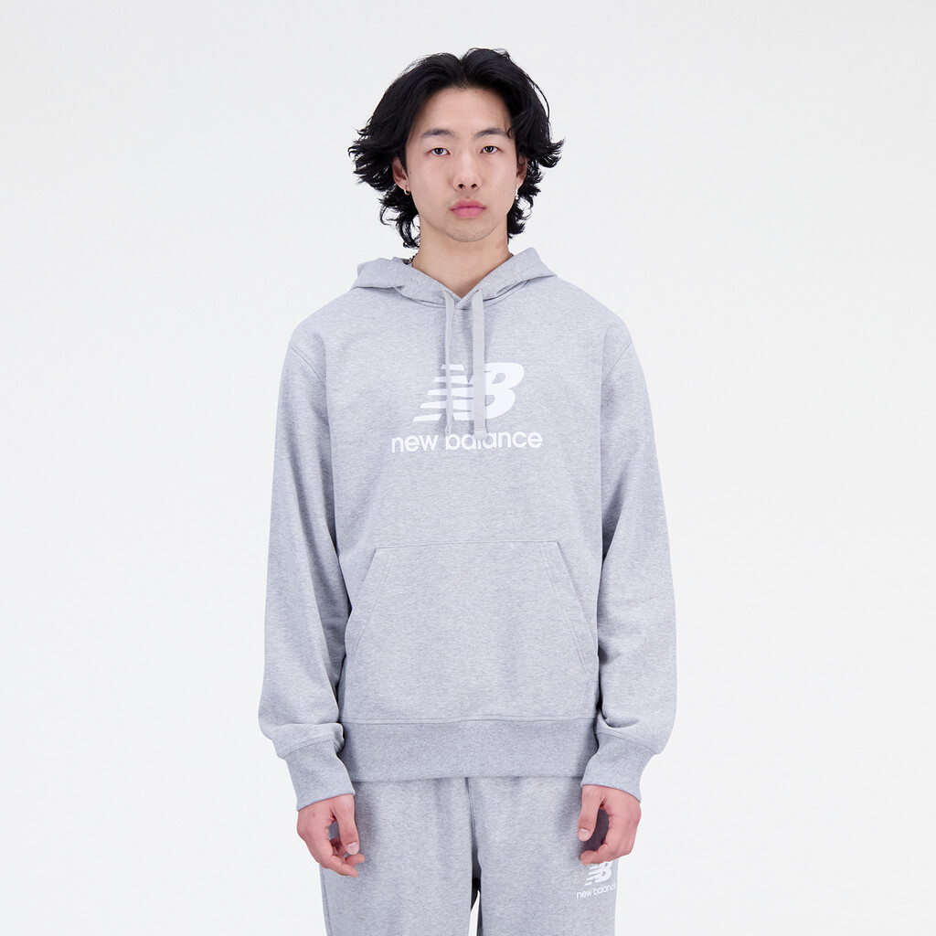 New Balance - Essentials Stacked Logo Hoodie - athletic grey